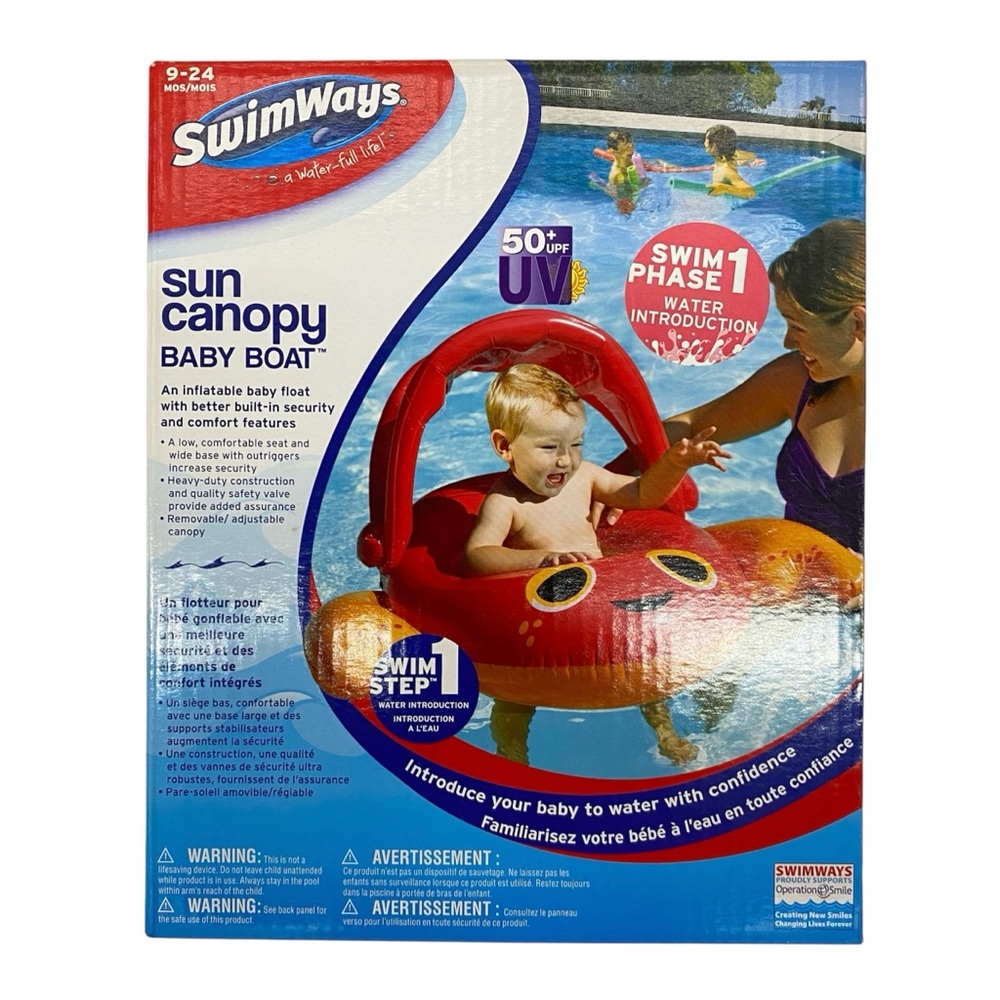 💦🦀 SwimWays Crab Baby Boat, Red & Orange, Swim Phase 1, 9-24 Months, NIB